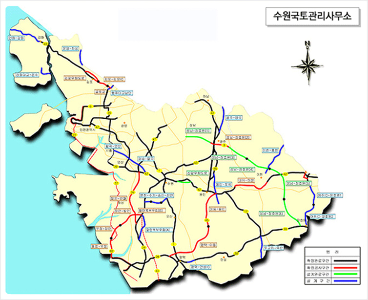 수원국토관리사무소 관내도 이미지